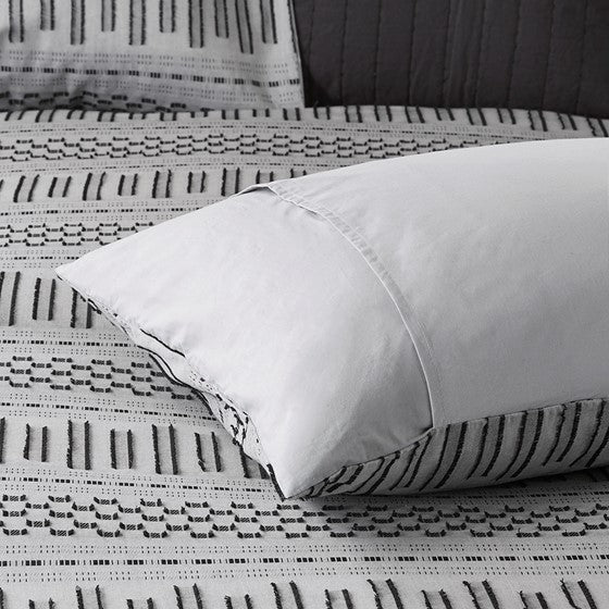 Rhea Cotton Jacquard Comforter Mini Set (Grey/Black)
