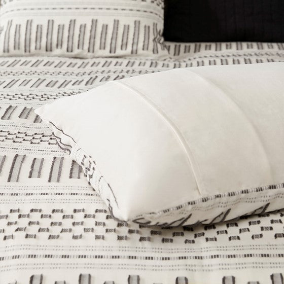 Rhea Cotton Jacquard Comforter Mini Set (Ivory/Charcoal)