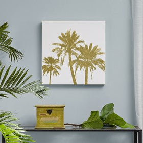 Gold Palms Embellished Canvas