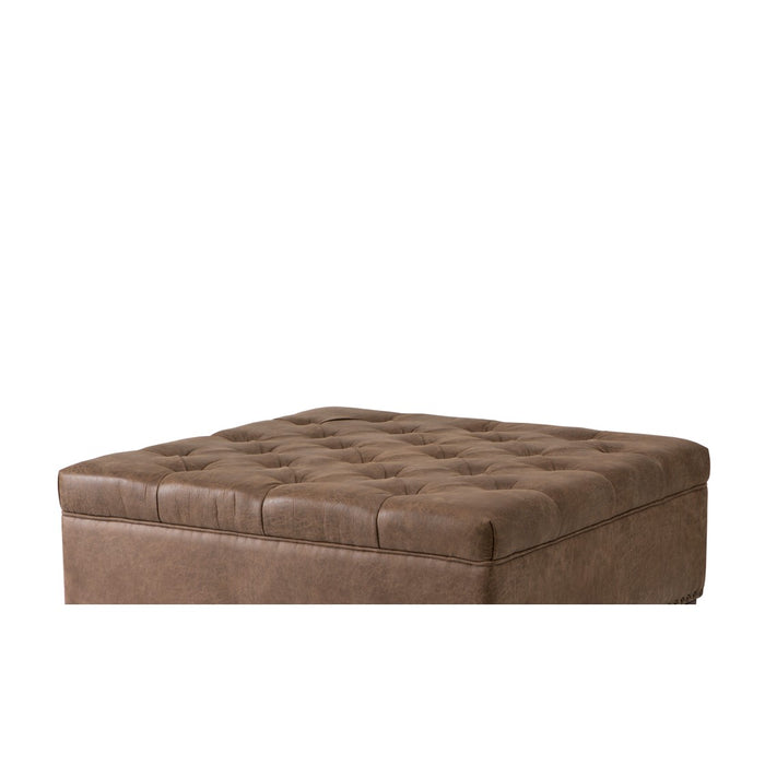 Lindsey Tufted Square Brown Cocktail Ottoman