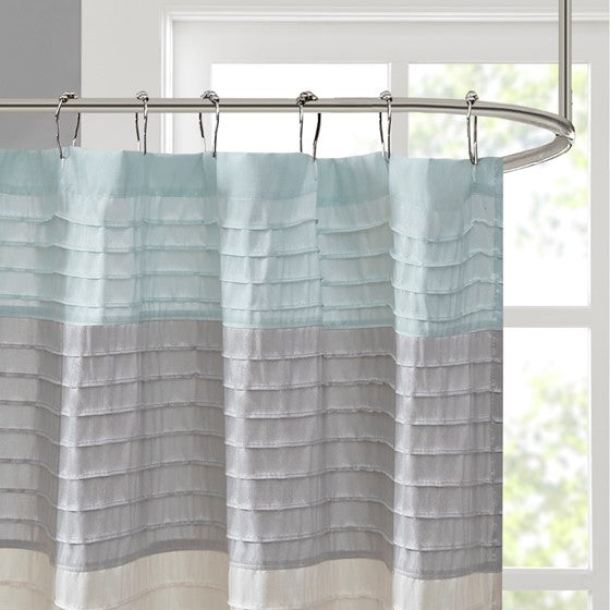 Amherst Faux Silk Shower Curtain (Aqua)