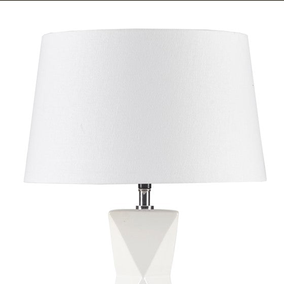 Kenlyn Geometric Ceramic Table Lamp (White)