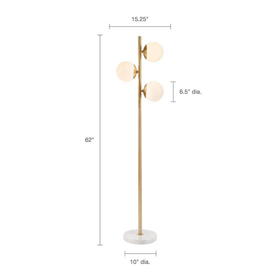 Holloway 3-Globe Light Floor Lamp with Marble Base