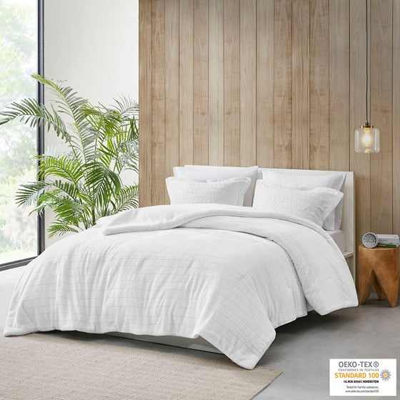 Laurie Plush to Sherpa Comforter Set (Ivory)