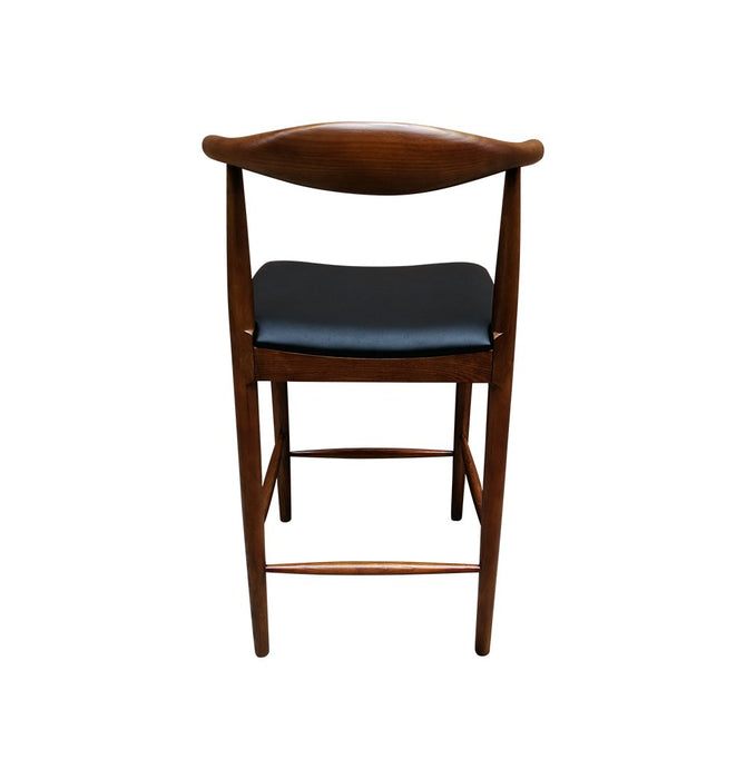 CH20 Elbow Counter Stool - Walnut & Black Seat - Reproduction