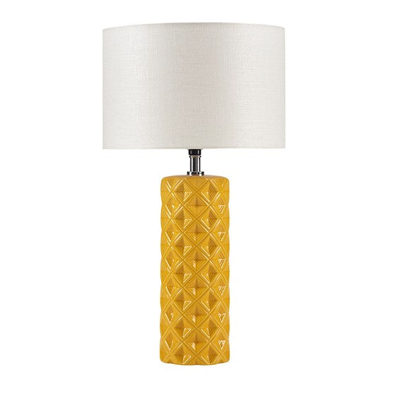 Macey Geometric Ceramic Table Lamp (Yellow)