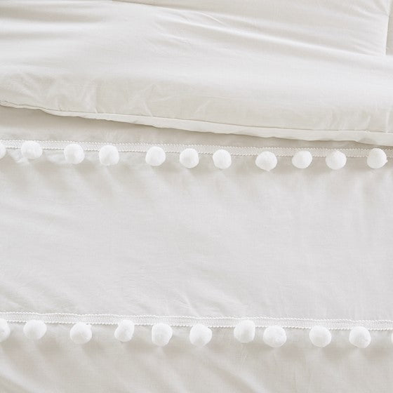 Leona 3 Piece Pom Pom Cotton Comforter Set