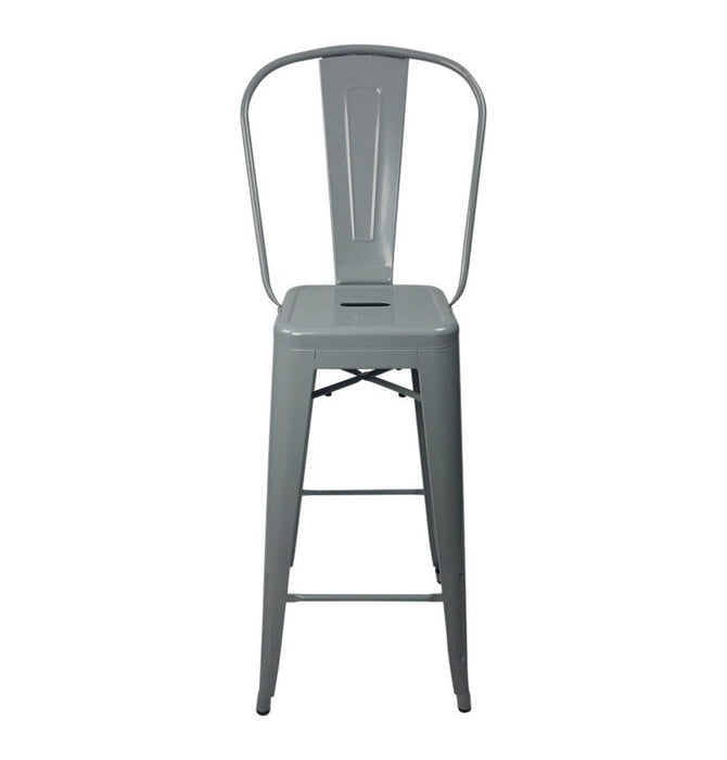Tolix Style Bar Stool High Back Chair - Reproduction