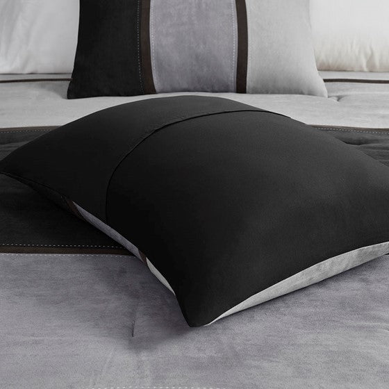 Palisades 7 Piece Faux Suede Comforter Set (Black)