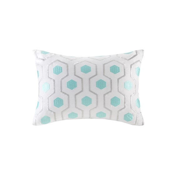 Toren Embroidered Comforter Set with Bed Sheets (Aqua)