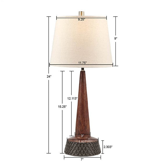 Whit Triangular Mid-Century Resin Table Lamp