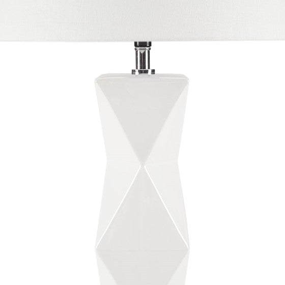 Kenlyn Geometric Ceramic Table Lamp (White)