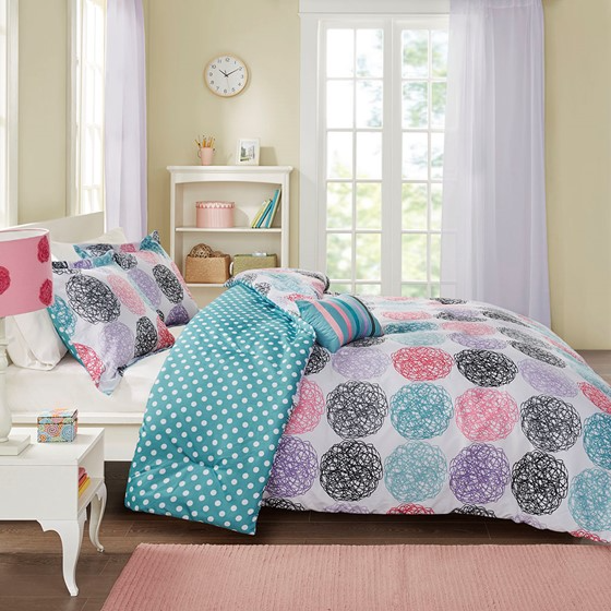 Carly Reversible Comforter Set (Purple)