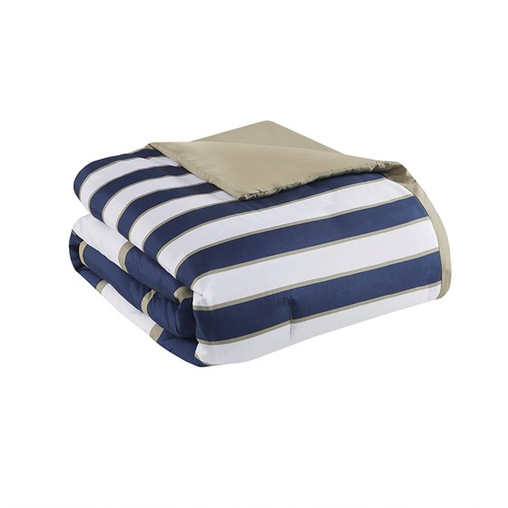 Ashton Comforter Set (Khaki/Navy)