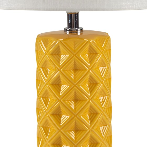 Macey Geometric Ceramic Table Lamp (Yellow)