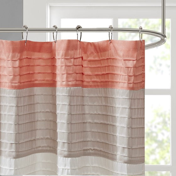 Amherst Faux Silk Shower Curtain (Coral)