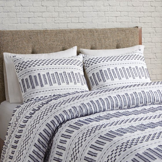 Rhea Cotton Jacquard Comforter Mini Set (Off White/Navy)