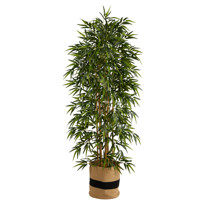 6' Bamboo Artificial Tree 1024 Bendable Branches (Natural Cotton Planter)