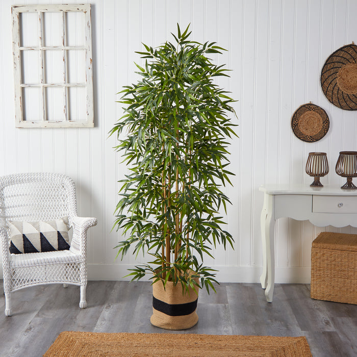6' Bamboo Artificial Tree 1024 Bendable Branches (Natural Cotton Planter)