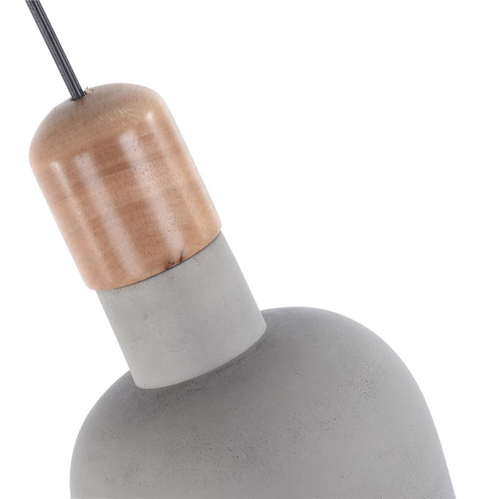 Cement Pendant Lamp with Wooden Natural Top - Ellery