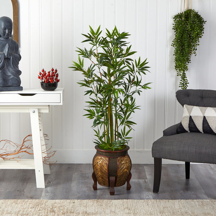 4.5’ Bamboo Palm Artificial Tree In Decorative Planter