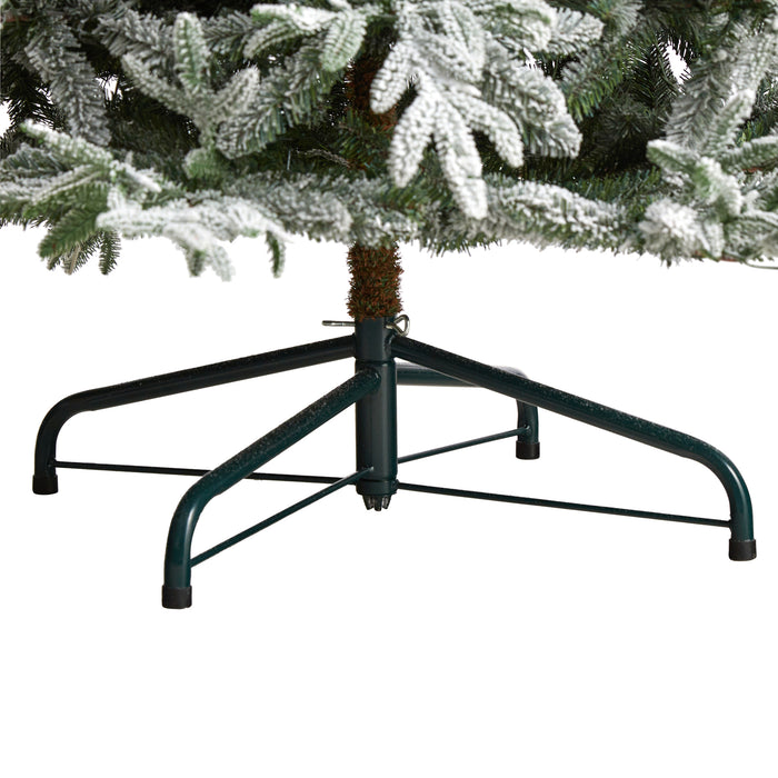 9.5’ Flocked Manchester Spruce Artificial Christmas Tree With 650 Lights And 1733 Bendable Branches