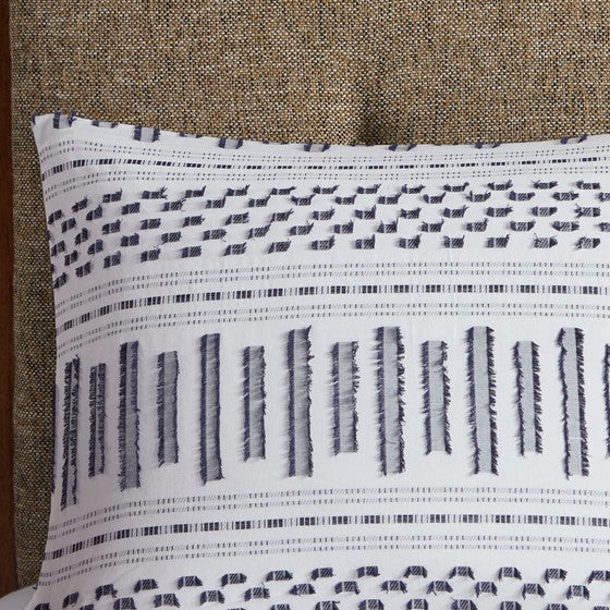 Rhea Cotton Jacquard Comforter Mini Set (Off White/Navy)