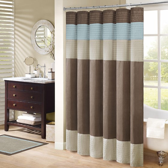 Amherst Faux Silk Shower Curtain (Blue)