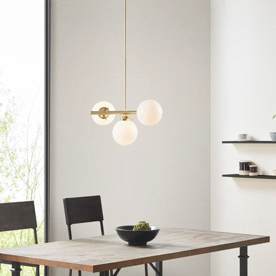 Aurelia 3-Light Chandelier with Frosted Glass Globe Bulbs