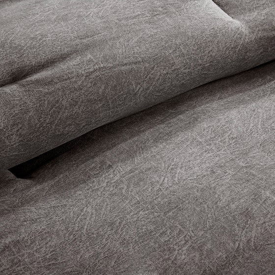 Boone 7 Piece Faux Suede Comforter Set (Grey)