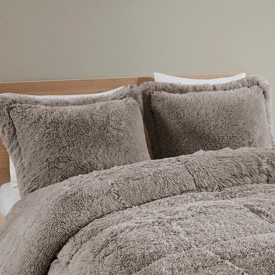 Malea Shaggy Faux Fur Comforter Mini Set (Grey)