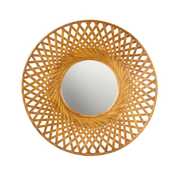 Reed Round Bamboo Wall Decor Mirror