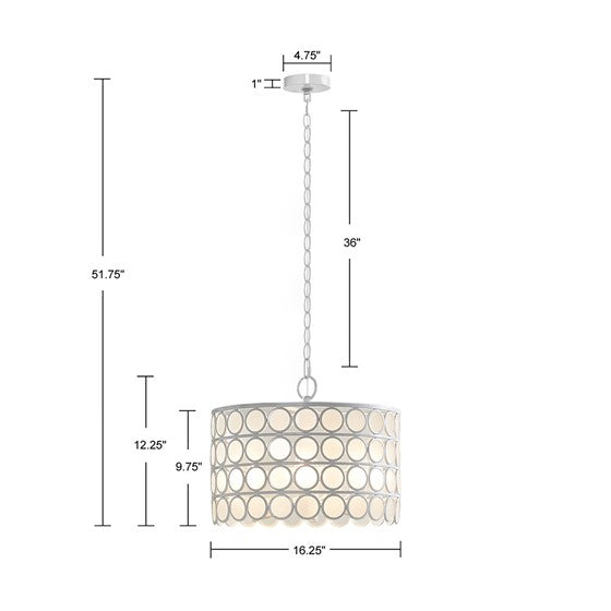 Abbot 4-Light Glass Drum Shade Chandelier
