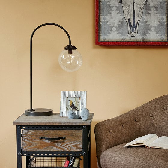 Venice Arched Metal Table Lamp with Glass Globe Bulb