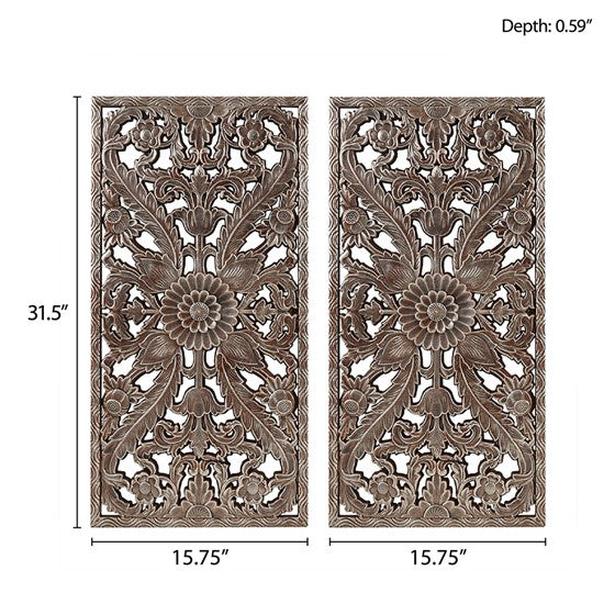 Bronze Botanical Panel Carved Wall Decor 2 Piece Set (ETA 03/08/2023)