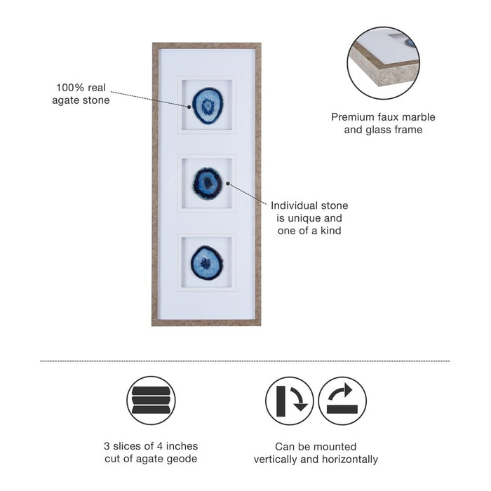 Blue Agate Trio Stone Canvas Set