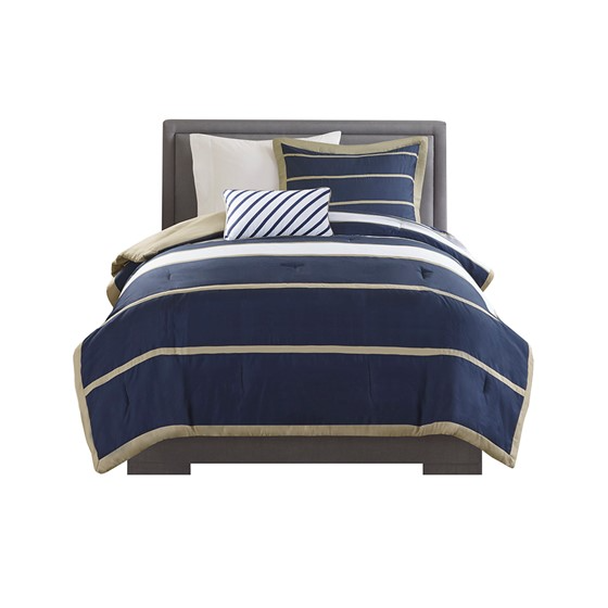 Ashton Comforter Set (Khaki/Navy)