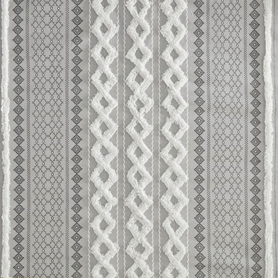 Imani Cotton Printed Shower Curtain with Chenille (Gray)