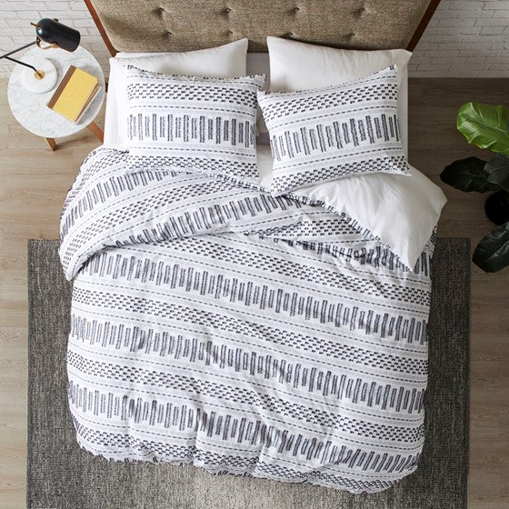 Rhea Cotton Jacquard Comforter Mini Set (Off White/Navy)