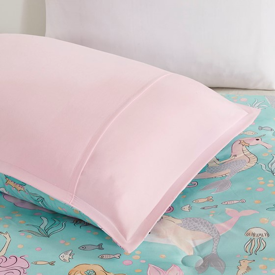 Darya Printed Mermaid Comforter Set (Aqua/Pink)