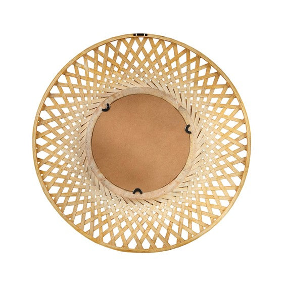 Reed Round Bamboo Wall Decor Mirror