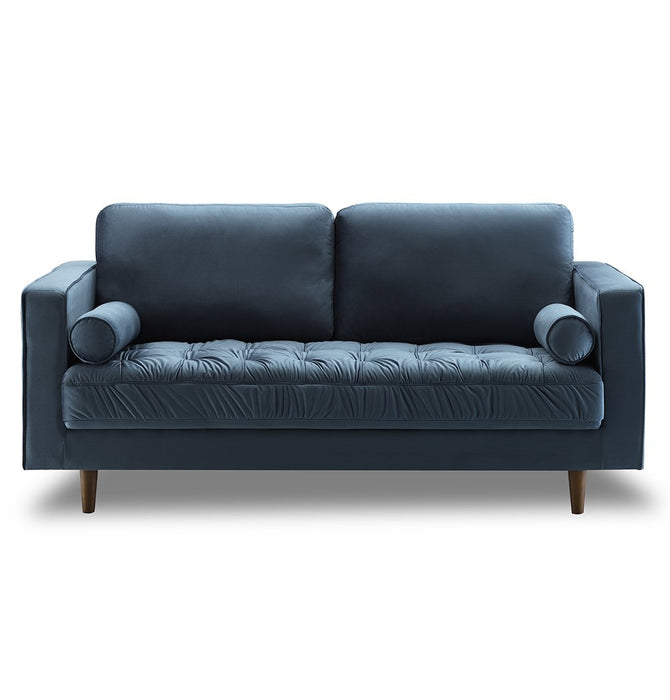 Bente Tufted Velvet Loveseat 2-Seater Sofa - Light Blue