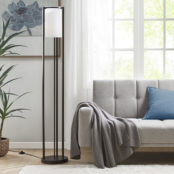 Charlton Metal Floor Lamp with Glass Cylinder Shade