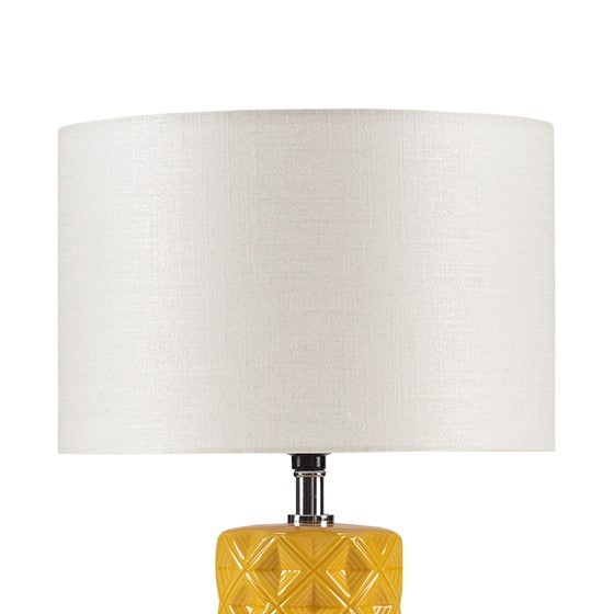 Macey Geometric Ceramic Table Lamp (Yellow)