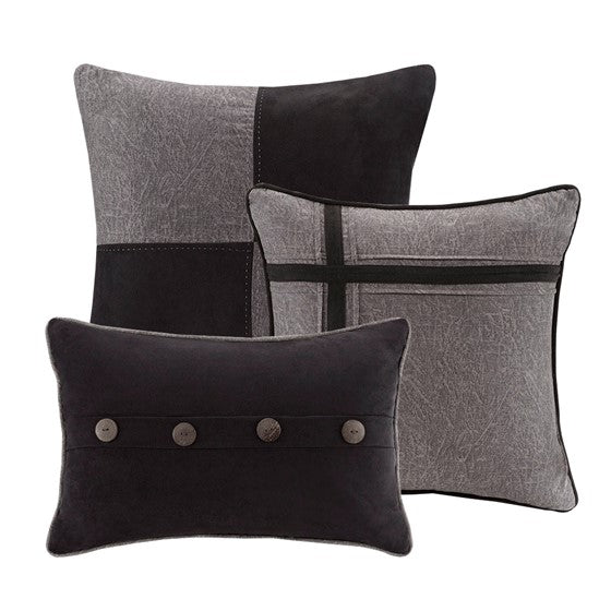 Boone 7 Piece Faux Suede Comforter Set (Grey)