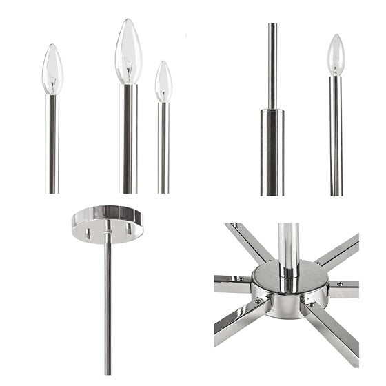Renzetti 6-Light Contemporary Candelabra Styled Chandelier