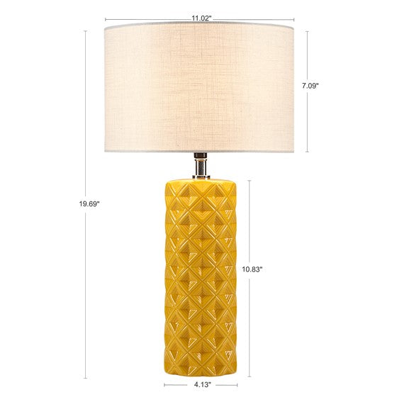 Macey Geometric Ceramic Table Lamp (Yellow)