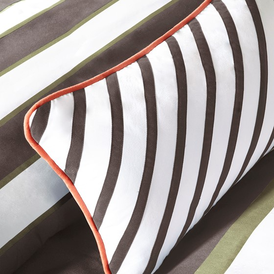 Ashton Comforter Set (Orange/Grey)