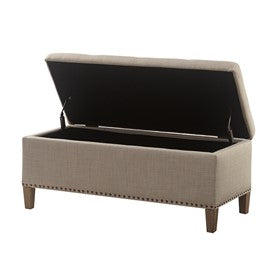 Shandra II Tufted Top Light Taupe Storage Bench