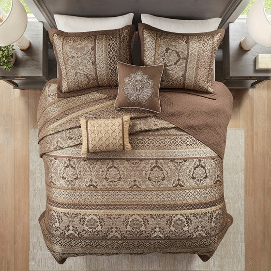Bellagio 5 Piece Reversible Jacquard Bedspread Set